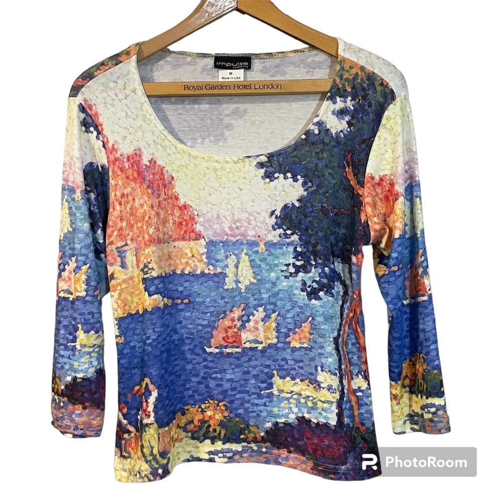 Impulse California sequined sailboat top. 3/4 sleeved, scoop neck. Women’s M